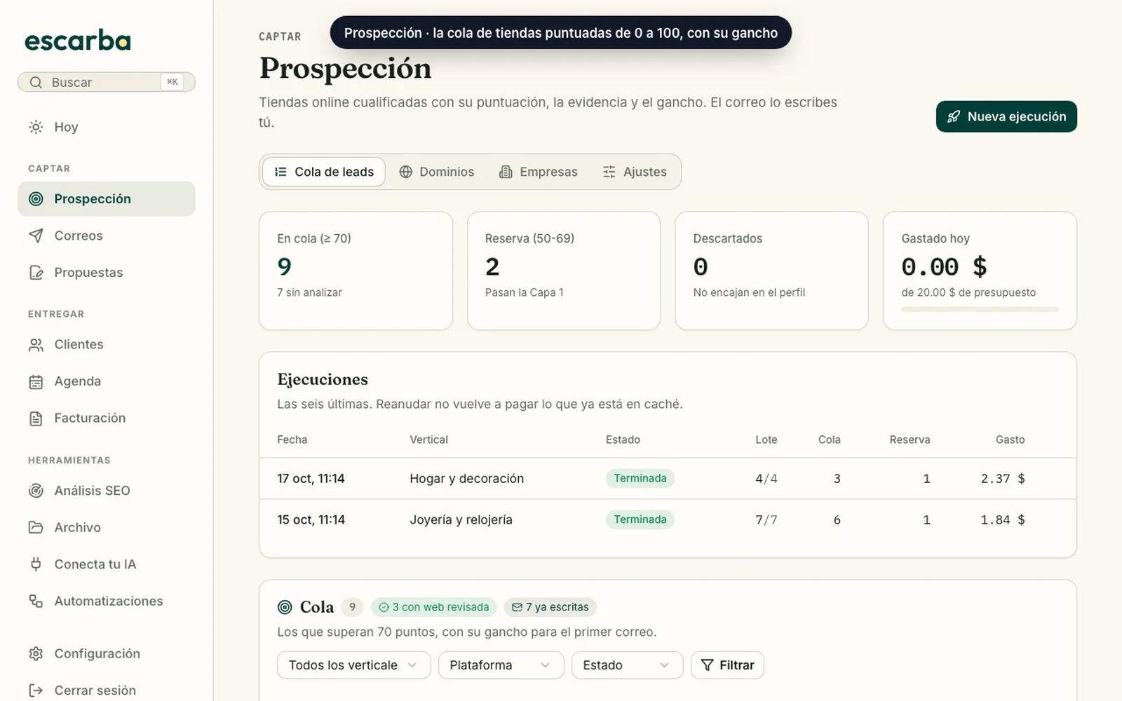 Escarba por dentro: prospección de tiendas, revisión de la web, correo con su fallo real y facturas